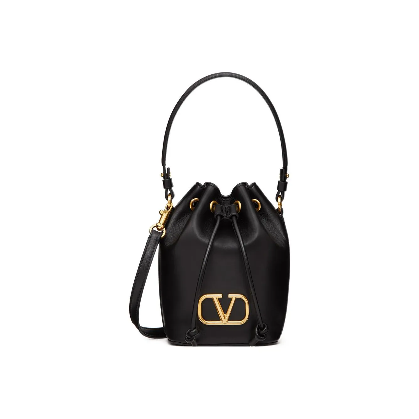 Valentino Vlogo Soft Sheepskin Bucket Bag, Shoulder Bag, Crossbody Bag, Handbag Mini Women's Black