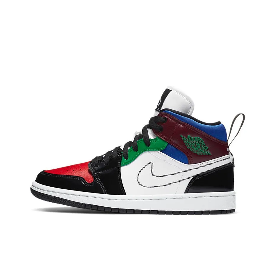 Air Jordan 1 Mid Se 'Black White Multi Color' Women's