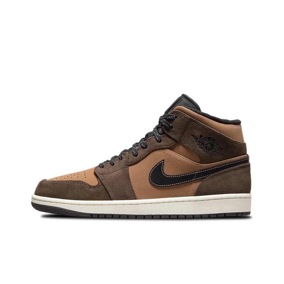 Jordan Air Jordan 1 Vintage Basketball Shoes Men Mid Top Dark Chocolate