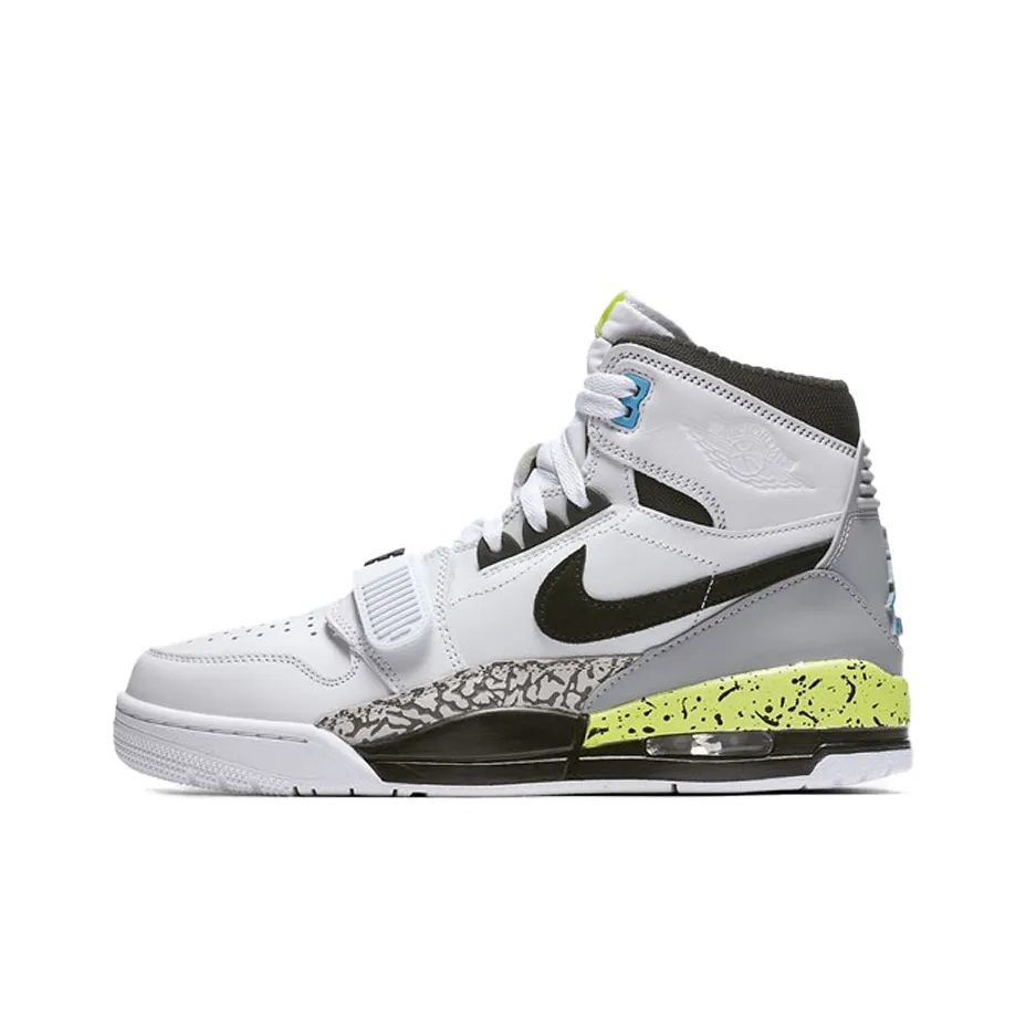 Джордан Legacy 312 Command FORCE Устойчивый к истиранию Высокий Топ Винтажные Баскетбольные Кроссовки Унисекс Дымчатый Серый Cool Белый