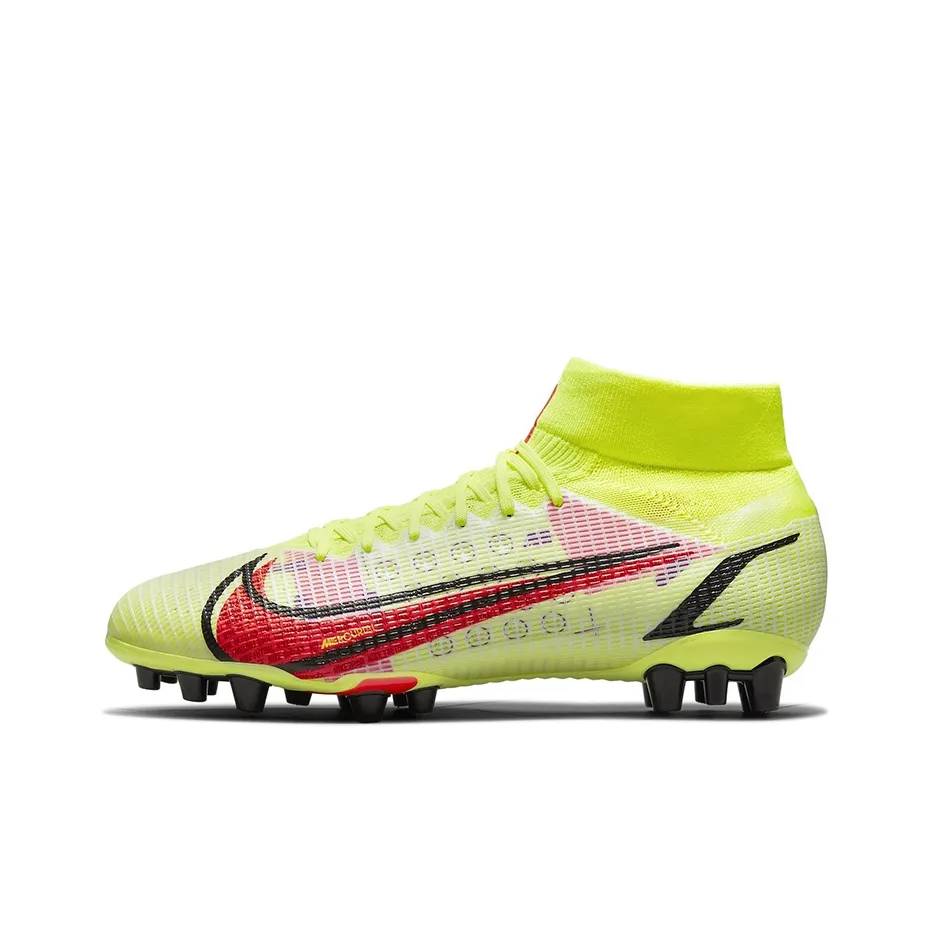 Nike Mercurial Superfly 8 AG Искусственная трава Противоскользящие Устойчивые к истиранию Футбольные бутсы Мужские Неоново-желтый