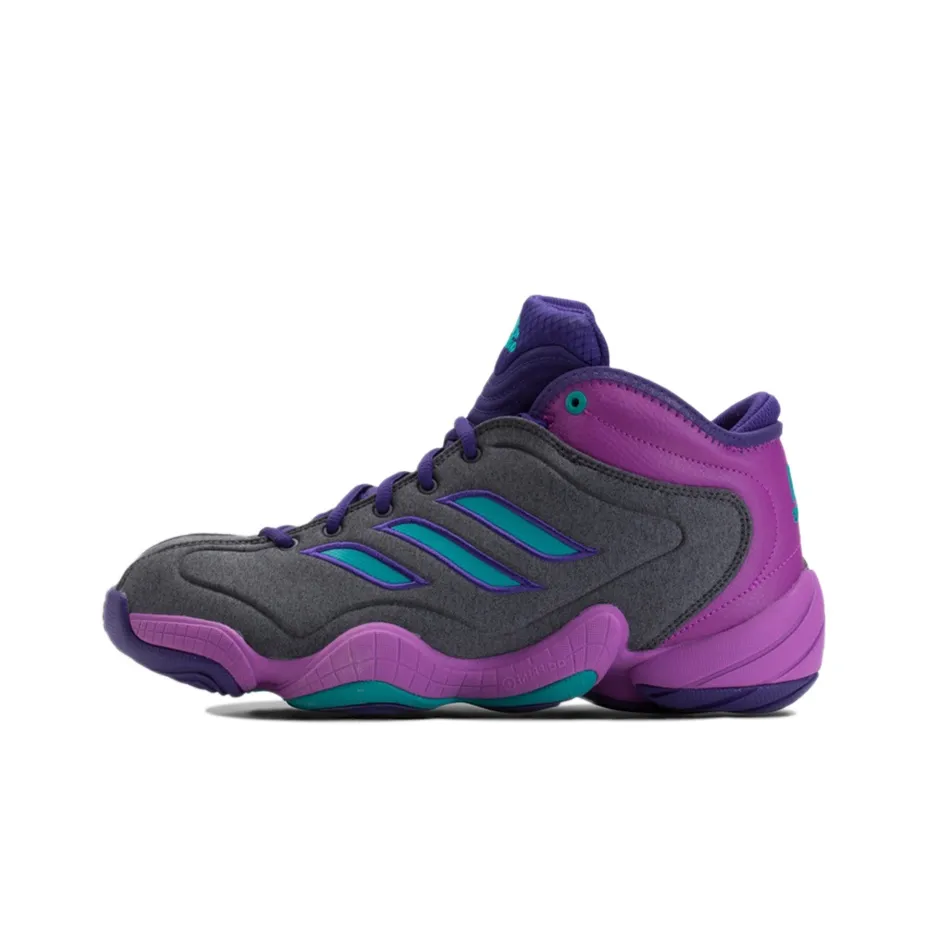 Adidas Crazy 3 Slip-Resistant Abrasion-Resistant MID Топ Винтажные Баскетбольные Кроссовки Мужские Фиолетовые Серые
