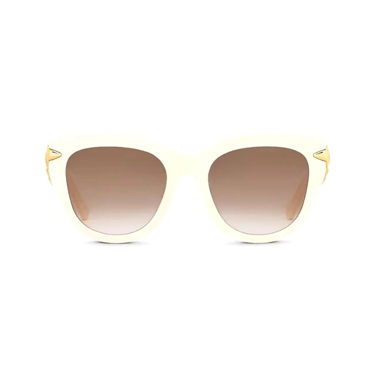 LOUIS VUITTON Plate And Metal Irregular Shape Sunglasses Women's Light Yellow