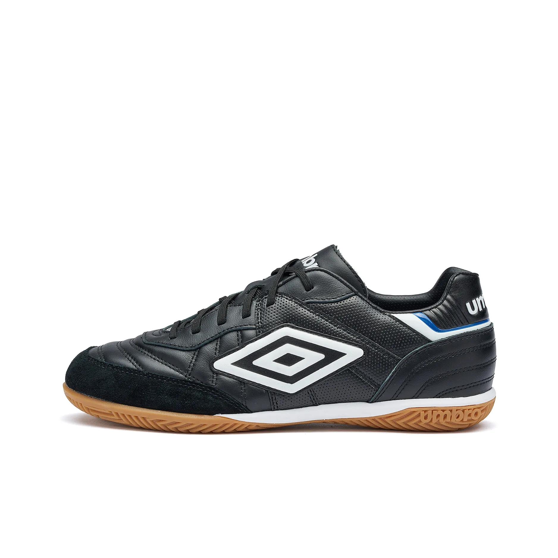 Umbro Speciali IC/IN Cushioning Abrasion Resistant Support Soccer Shoes Men's Black White Blue