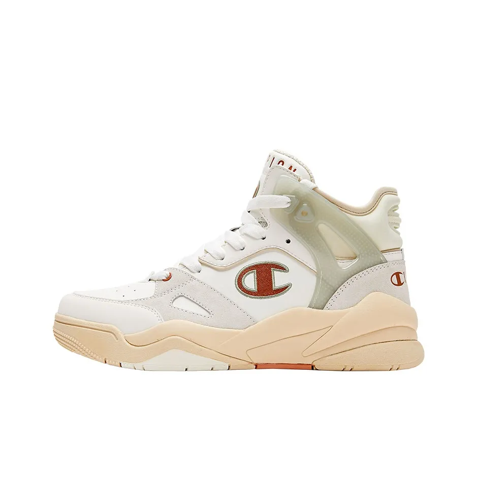 Champion Campus Vintage Basketball Shoes Women's Mid Top Milk White/Agate Orange