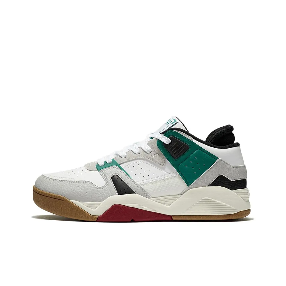 LINING Амортизация Легкий Устойчивый к истиранию Низ Резистентный Низкий Топ Винтажные баскетбольные кроссовки Мужской Серый Зеленый