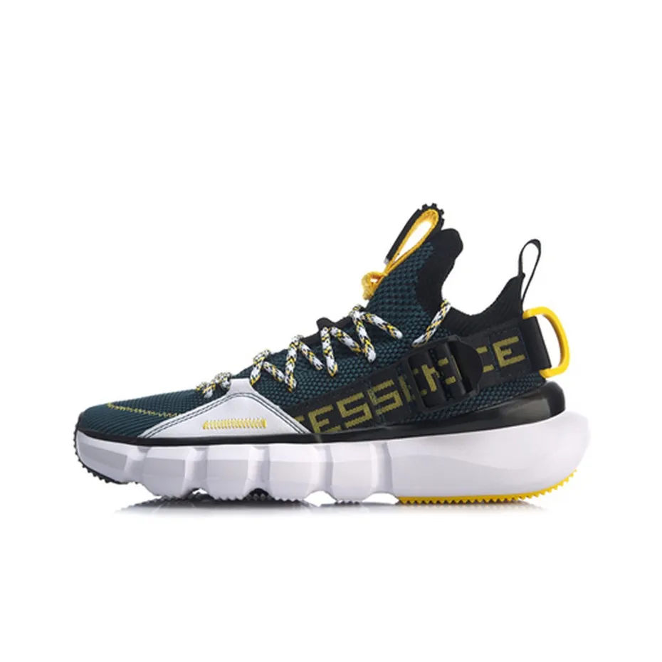 LiNing Essence Lace Up PRM Cushioning Anti Slip And Wear Resistant Low Top Vintage Basketball Shoes Blue White Yellow