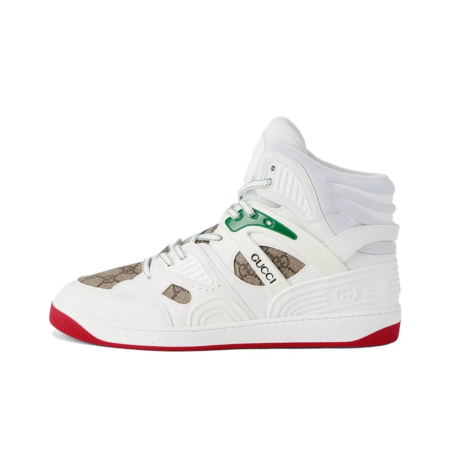 GUCCI Basket High Shoes White Demetra Red