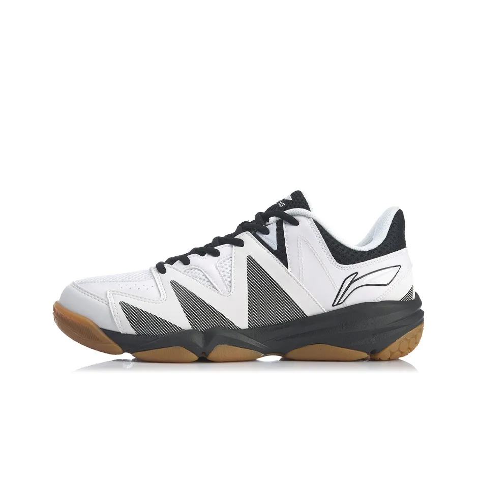 LiNing Racetrack Encounter Cushioning Anti Slip And Wear Resistant Low Top Badminton Shoes Men's White Black Gray