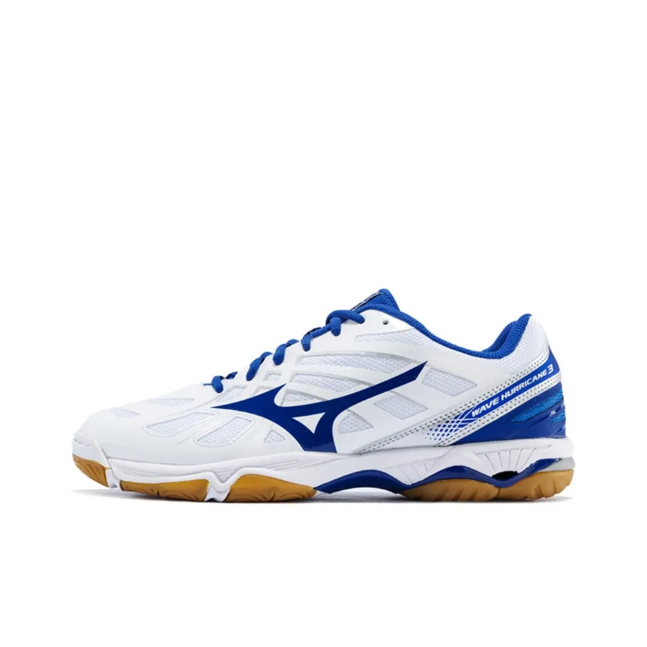 Mizuno Hurricane 3 Амортизирующие нижние юбки Дышащие Низкие Кроссовки для тренировок Мужские Белые и Синие