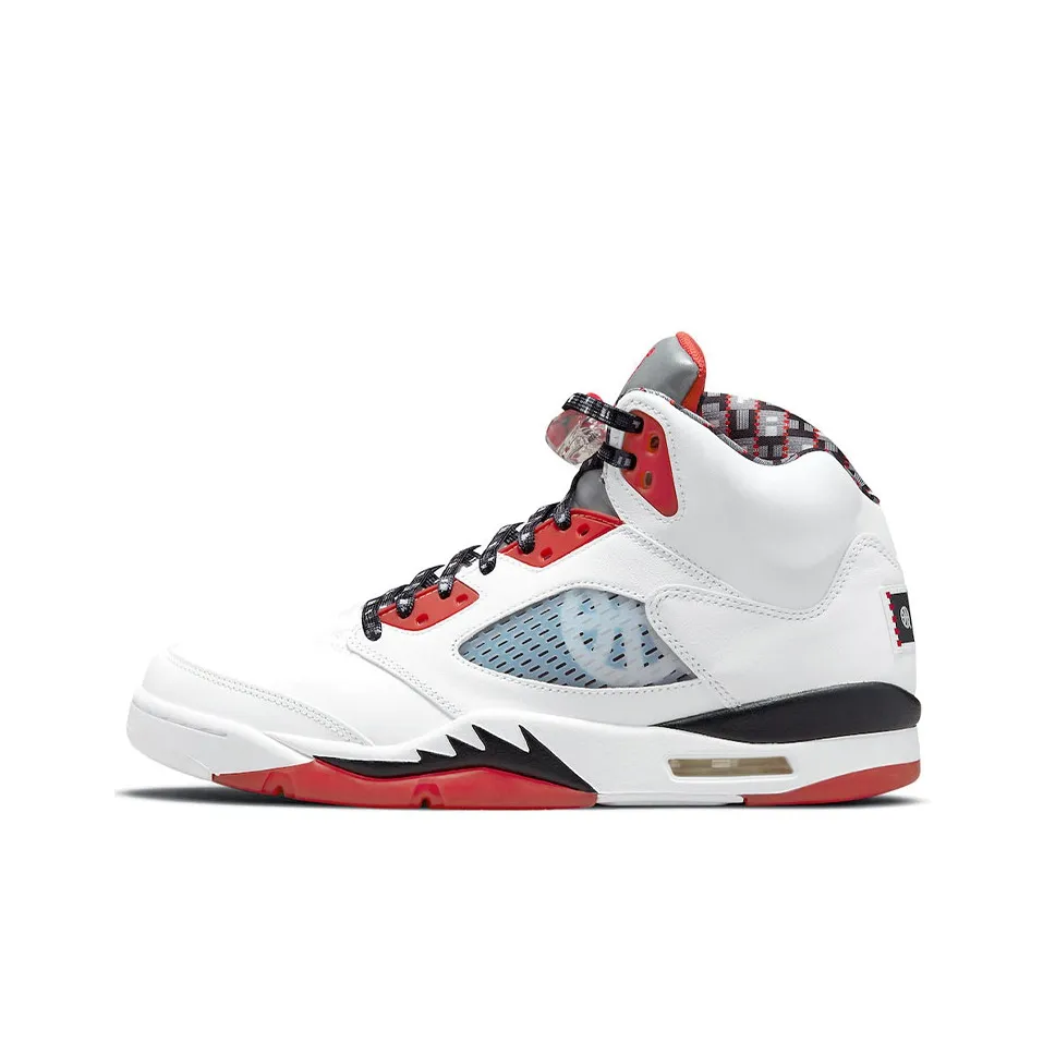 Jordan Air Jordan 5 Vintage Basketball Shoes Men Mid Top White/Red/Black