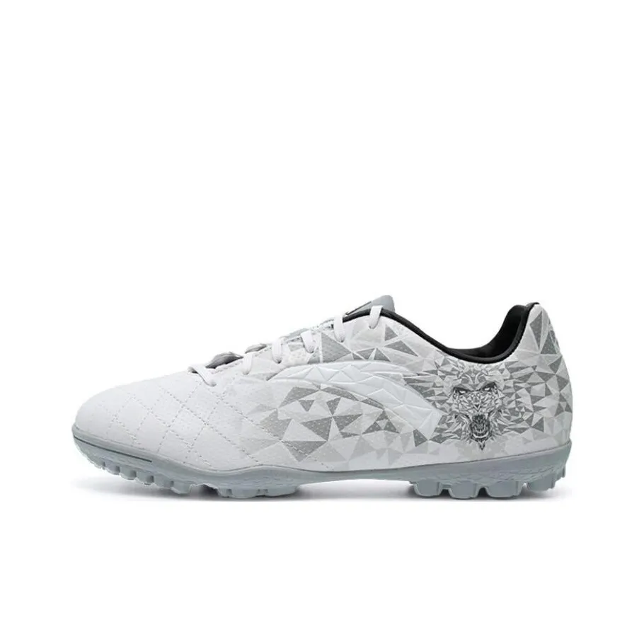 Anta TF Turf Artificial Ground Anti Slip Wear Resistant Soccer Shoes Men's White Gray
