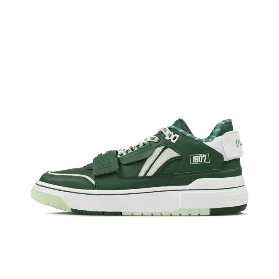 1807 x LiNing Rookie Slip-Resistant Abrasion-Resistant Low Top Vintage Basketball Shoes Men's Green