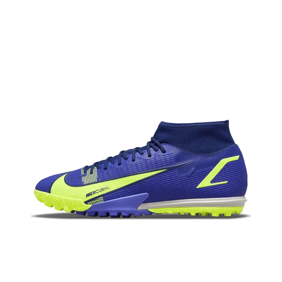 Nike Mercurial Superfly 8 Academy TF Turf High-Top Soccer Shoes Blue