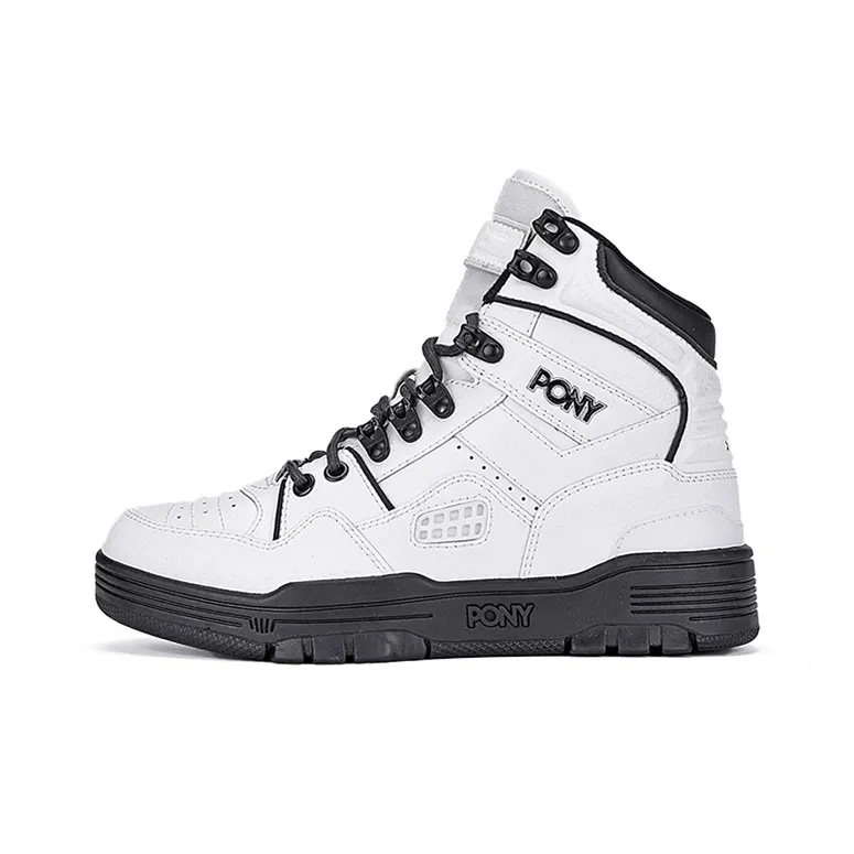 PONY M100 High Top Vintage Basketball Shoes with Women's White Black