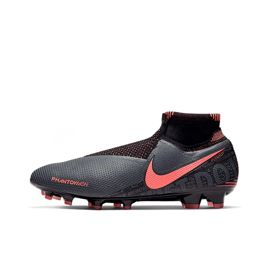 Nike Phantom Vision FG Твердый грунт Природная трава Нескользящие Легкие Футбольные бутсы Унисекс Серый Черный
