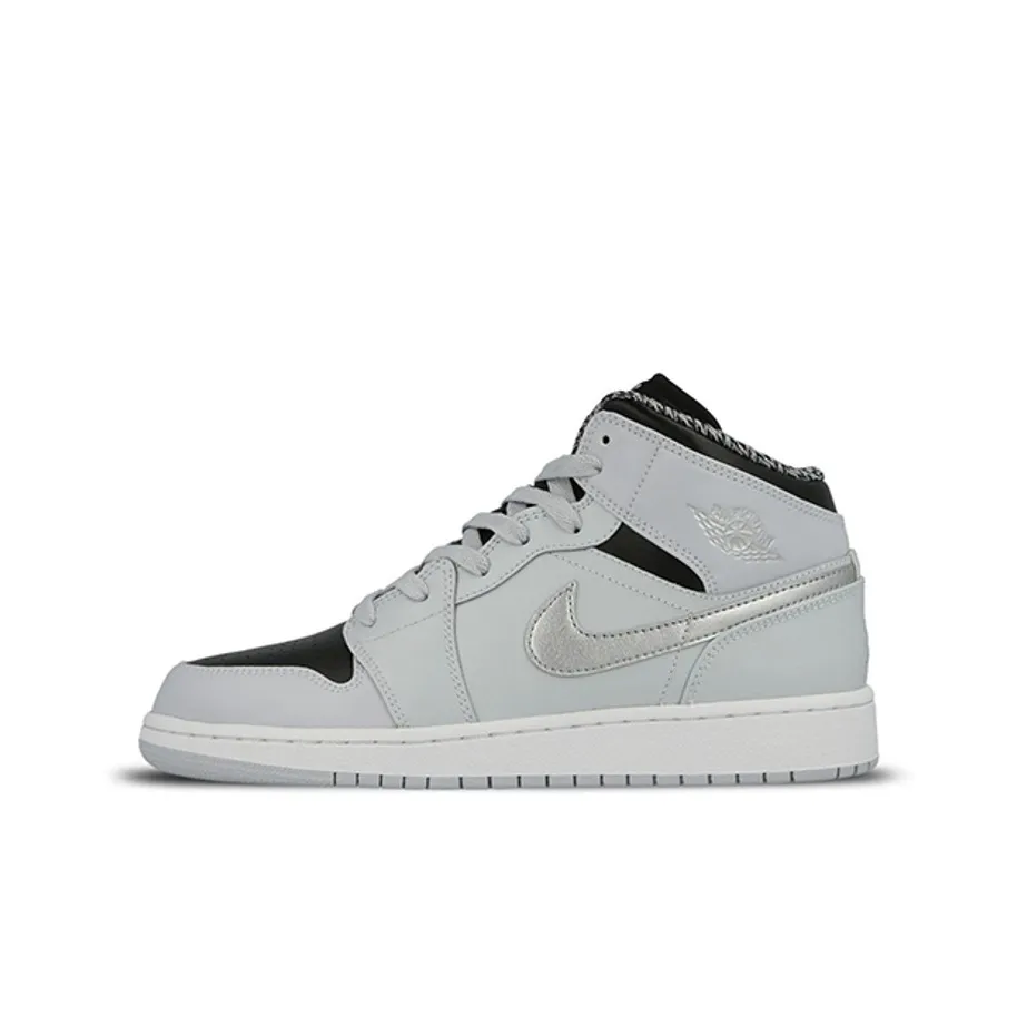 Jordan Air Jordan 1 MID Новый Юноша MID Топ Винтажные баскетбольные кроссовки Женские Белый Серебряный