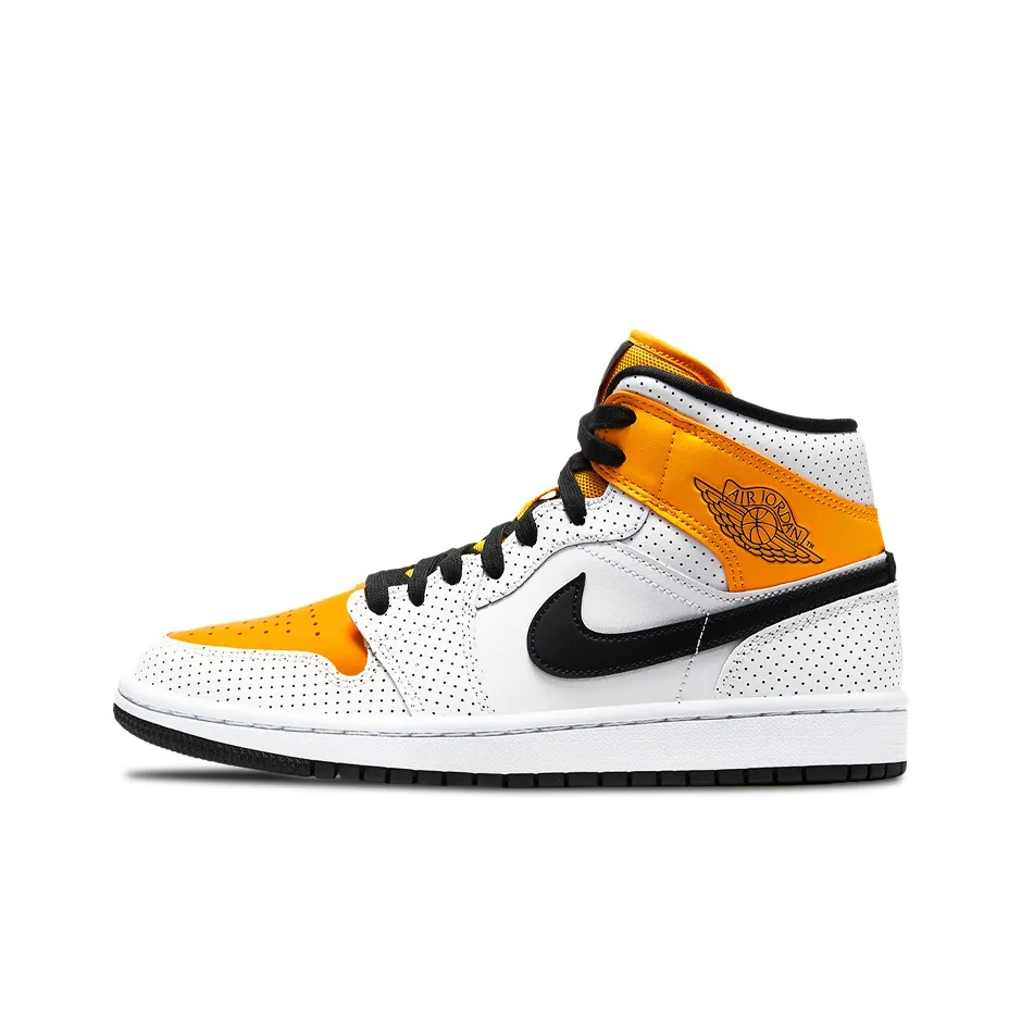 Air Jordan 1 Mid 'Perforated   White University Gold' Women's