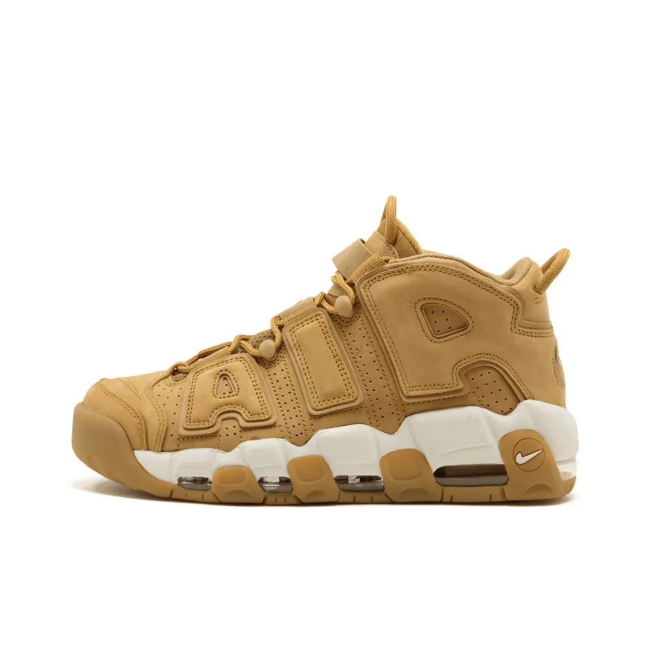Nike Air More Uptempo Vintage Basketball Shoes Unisex Mid Top Yellow/White