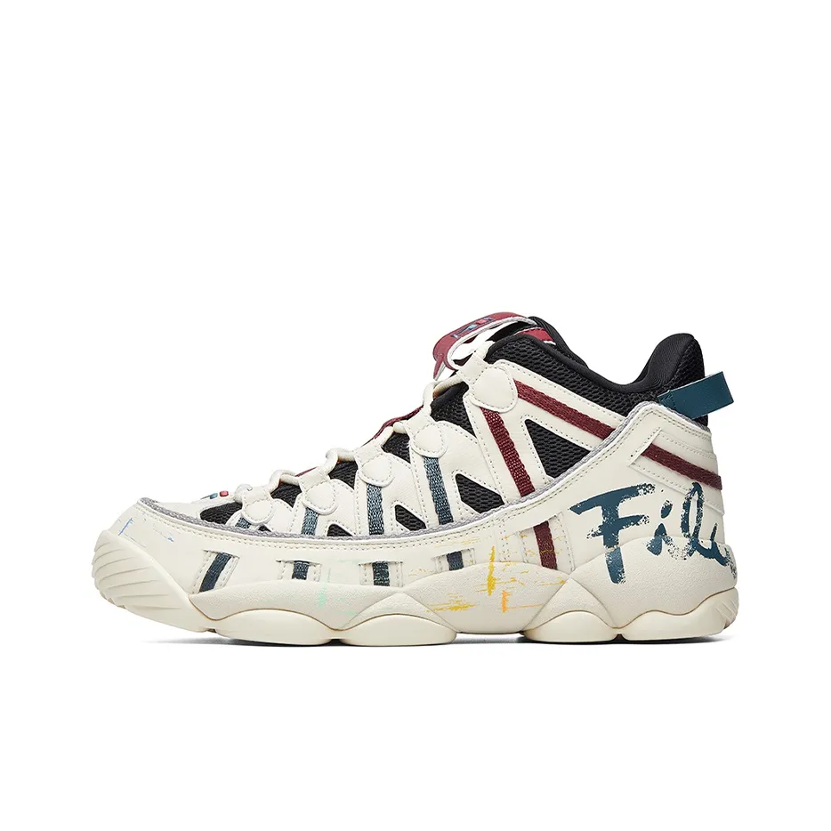 FILA FUSION Spaghetti Low Топ Винтажные баскетбольные кроссовки Мужской Белый