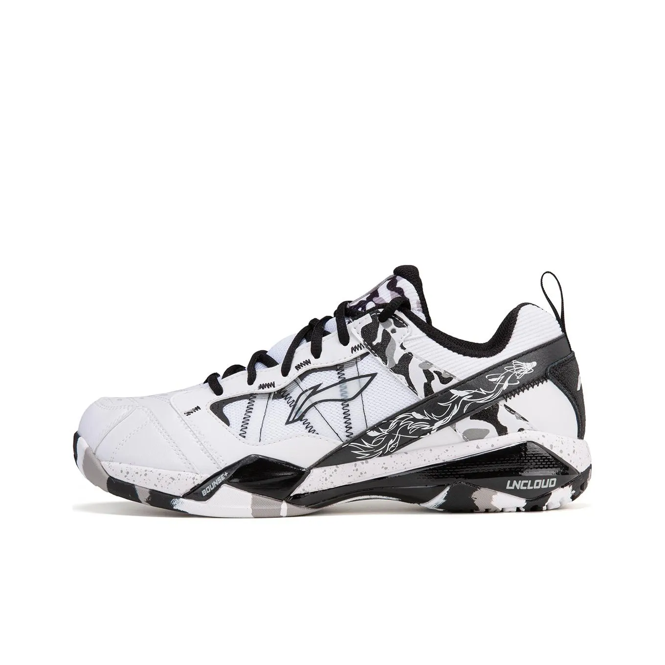 LiNing Cushioned Slip Resistant Abrasion Resistant Low Top Badminton Shoes Men's White Black
