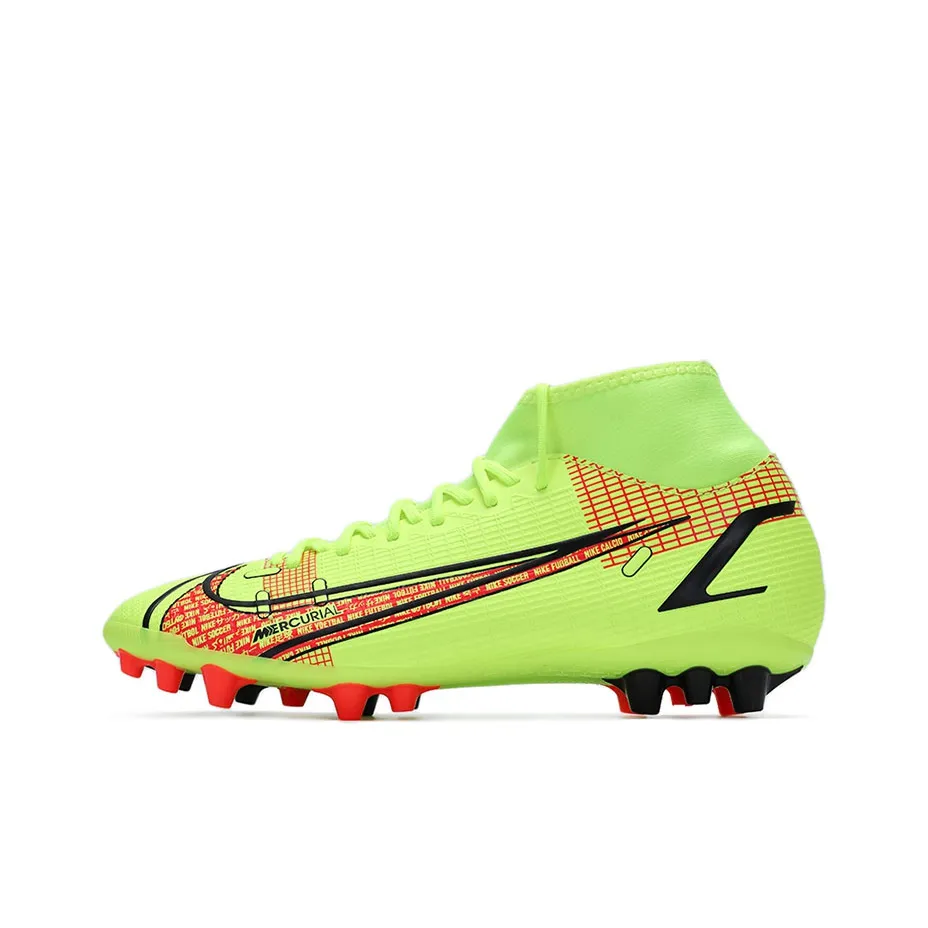 Nike Mercurial Superfly 8 AG Искусственная трава Нескользящие Поддержка Футбольные бутсы Унисекс Неоново-желтый