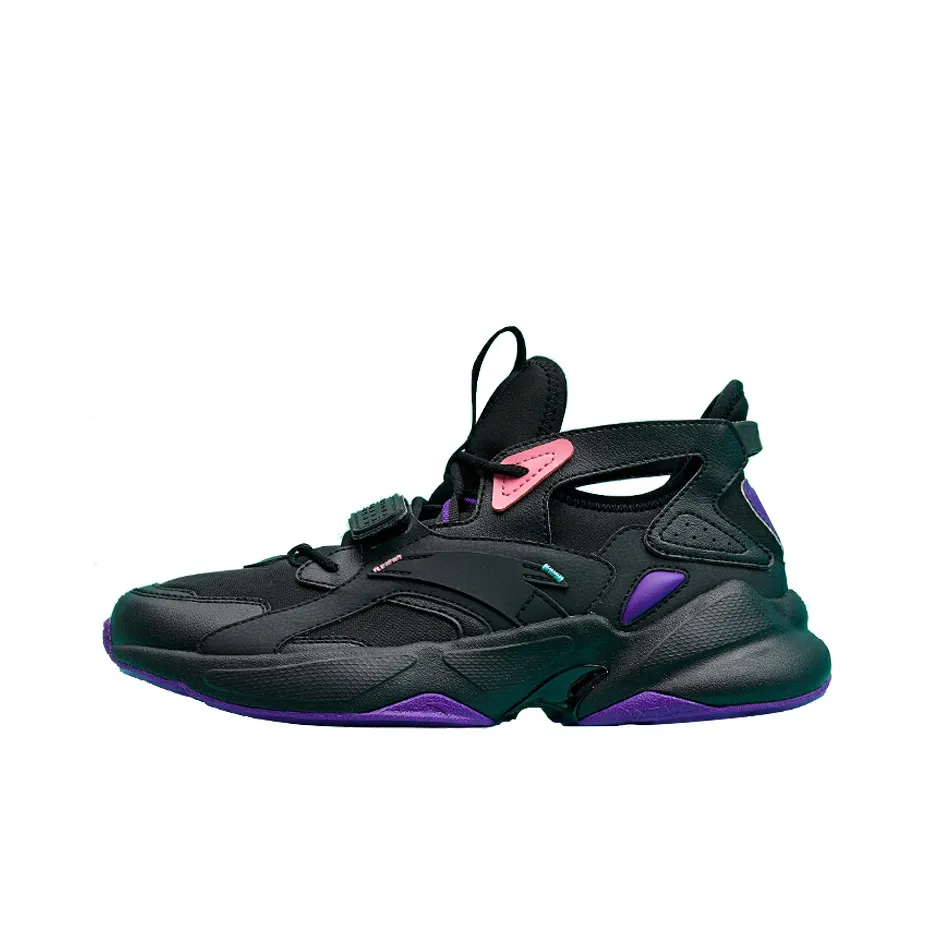 Anta Anti-Slip And Wear-Resistant Support Mid-Top Training Shoes Men's Black Purple