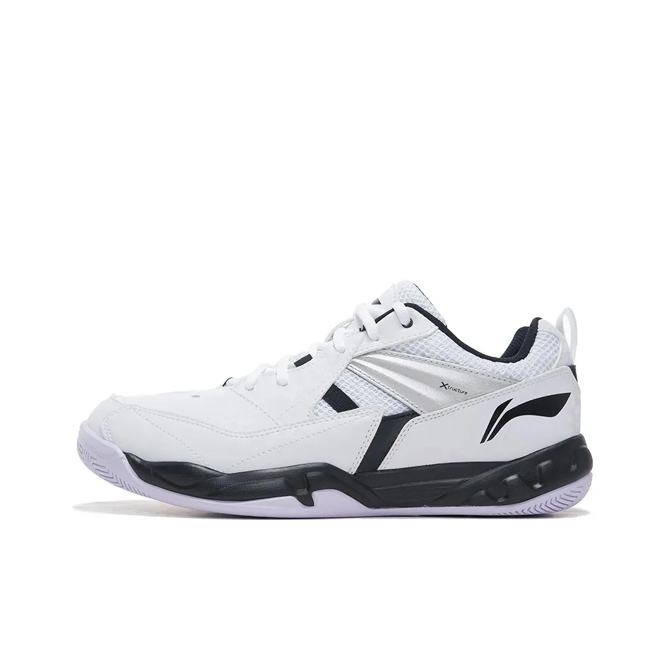 LiNing Koba Cushioned Slip Resistant Abrasion Resistant Breathable Low Top Badminton Shoes White Black