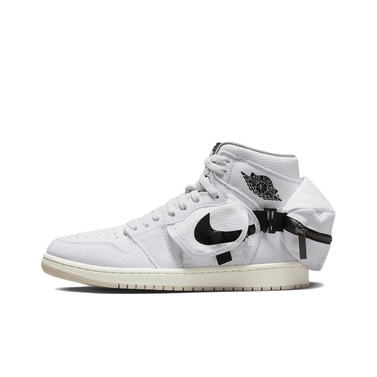 Jordan Air Jordan 1 Utility SP Износостойкие Высокие Баскетбольные Кроссовки Мужские Белые Черные