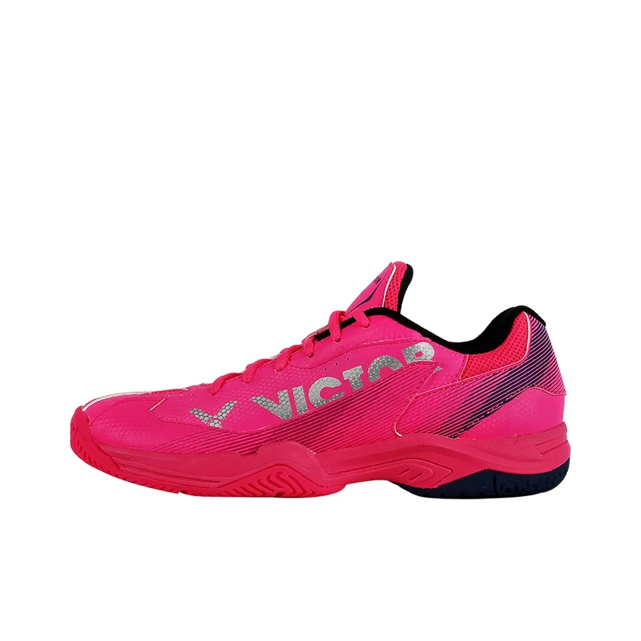Victor Shock Absorbers Slip-Resistant Abrasion-Resistant Low-Top Badminton Shoes Unisex Pink Виктор Шок Абсорберы Противоскользящие Устойчивые к Износу Низкие Кеды для Бадминтона Унисекс Розовые