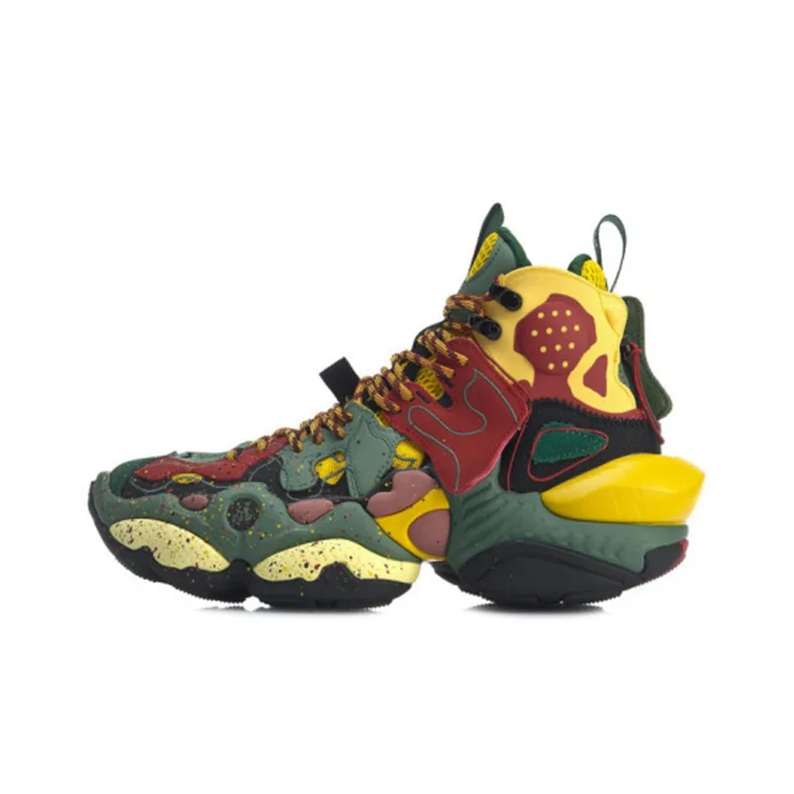 LiNing Slip-resistant Abrasion-resistant High Top Винтажные баскетбольные кроссовки Мужские Gulf Green