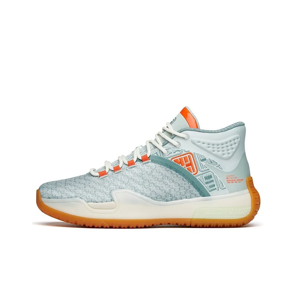 Anta Basketball Collection Abrasion Resistant Breathable Mid Top Vintage Basketball Shoes Men's Green Orange