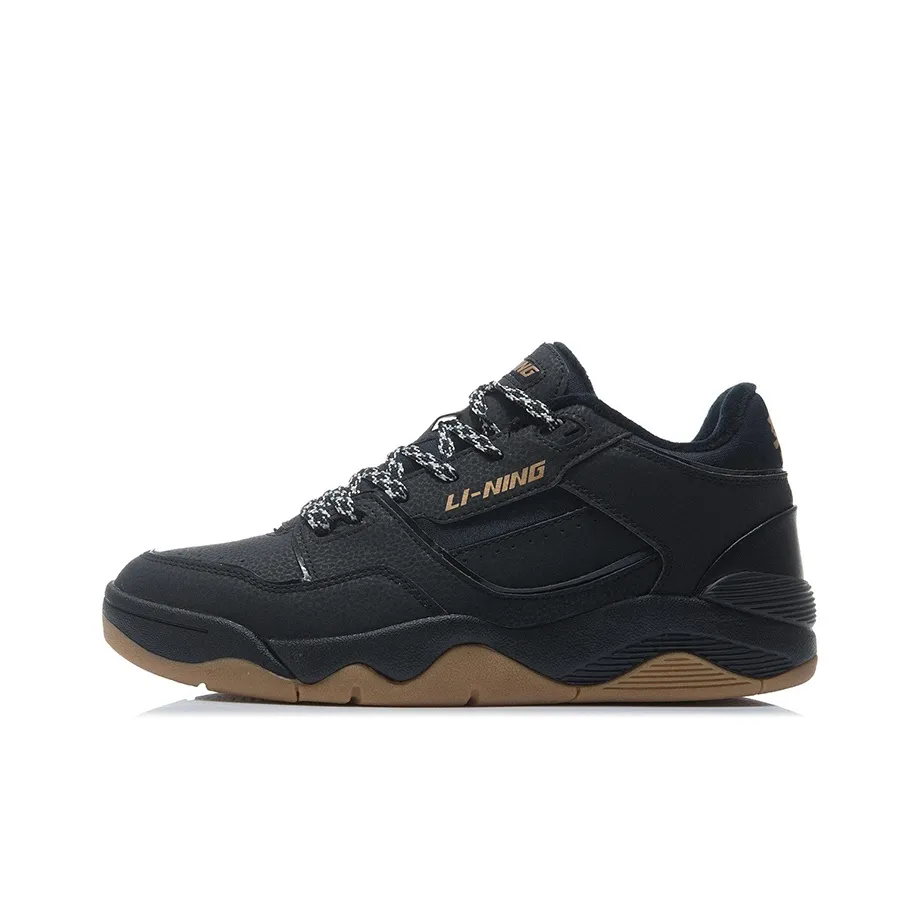 LiNing Retro 80s Cushioning, Slip Resistant, And Abrasion Resistant Low Top Vintage Basketball Shoes Men's Black Brown