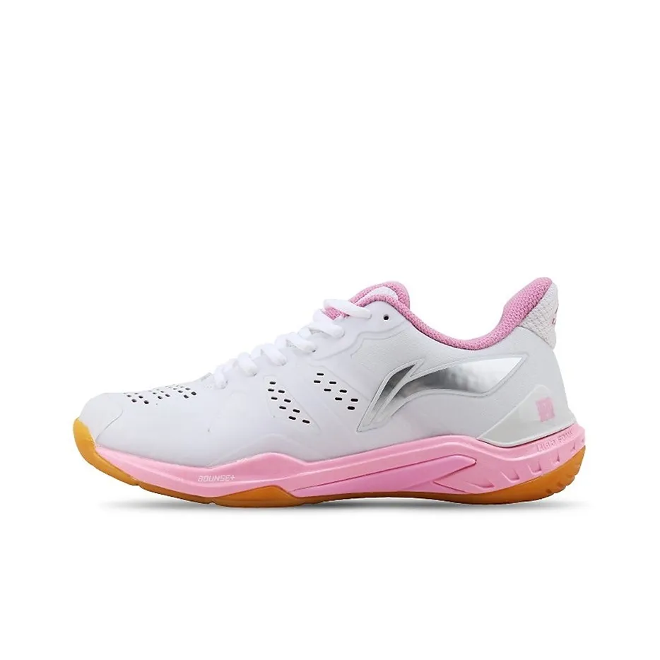 LINING Cool Shark Амортизация Дышащий Устойчивый к истиранию Низ Резистентный Низкий Топ Обувь для бадминтона Женская Розово-белая