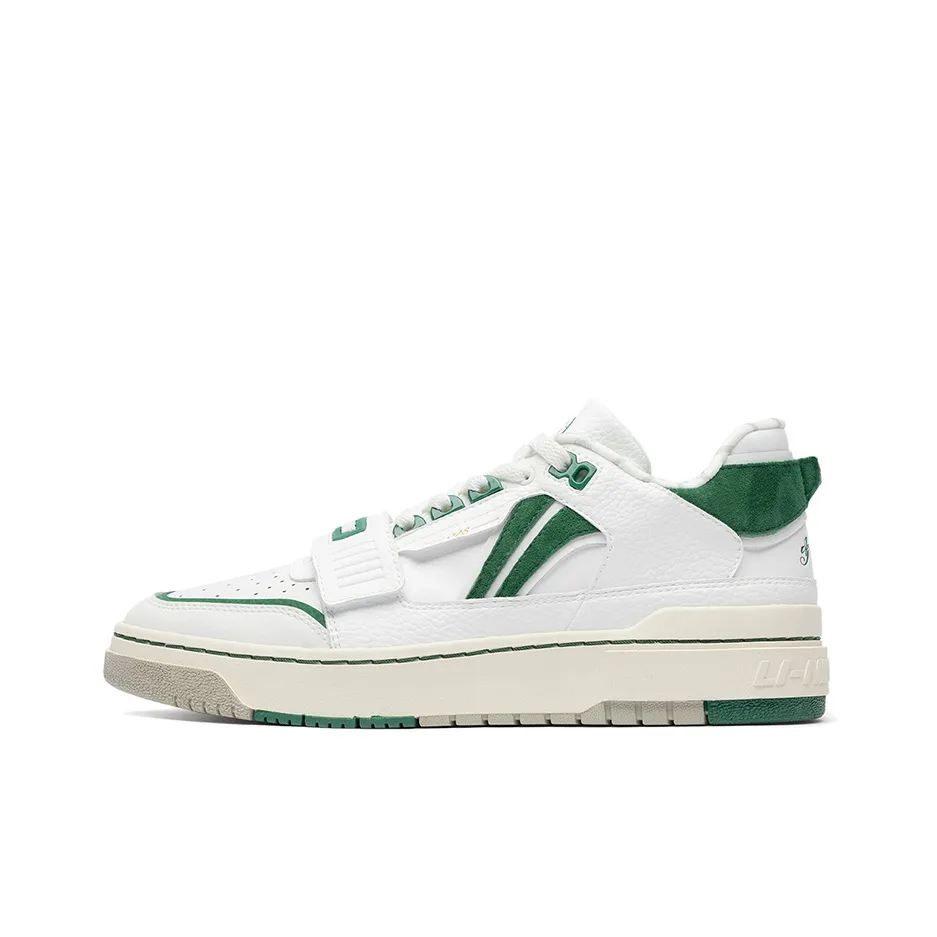 LiNing Rookie Slip-Resistant Abrasion-Resistant Lightweight Low-Top Vintage Basketball Shoes White Green LiNing Rookie Противоскользящий Устойчивый к износу Легкий Низкий Верх Винтажные Баскетбольные Кроссовки Белый Зеленый