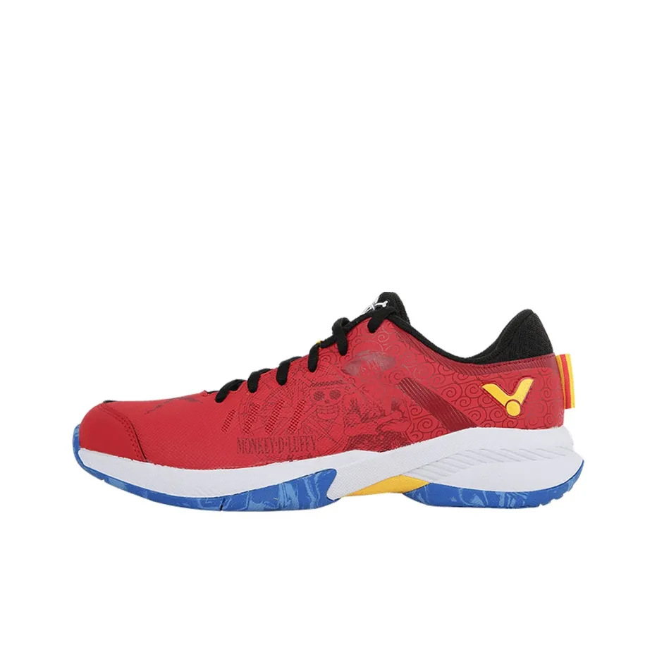 One Piece VICTOR Slip-Resistant Cushioning Low-Top Badminton Shoes Unisex Red