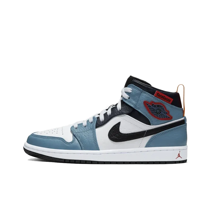 Jordan Air Jordan 1 Vintage Basketball Shoes Unisex Mid Top Blue/Black/Red/White
