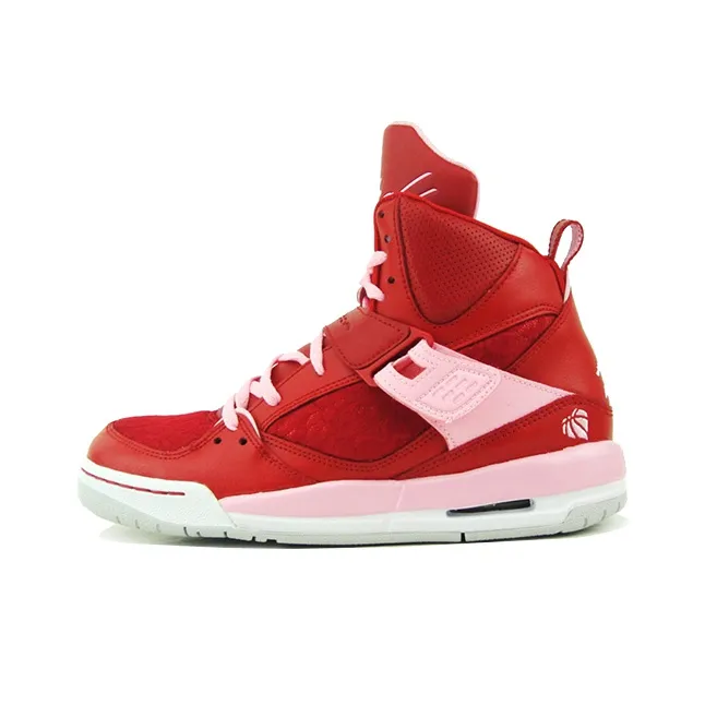 Jordan Flight 45 High Амортизаторы Shock Absorbers Противоскользящие Устойчивые к истиранию Высокий Топ Винтажные баскетбольные кроссовки GS Красно-розовый