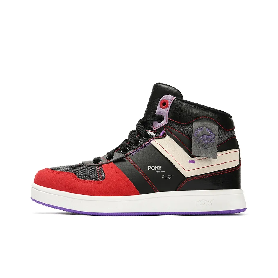 PONY CityWings Cushioning High Top Vintage Basketball Shoes with Unisex Black Red