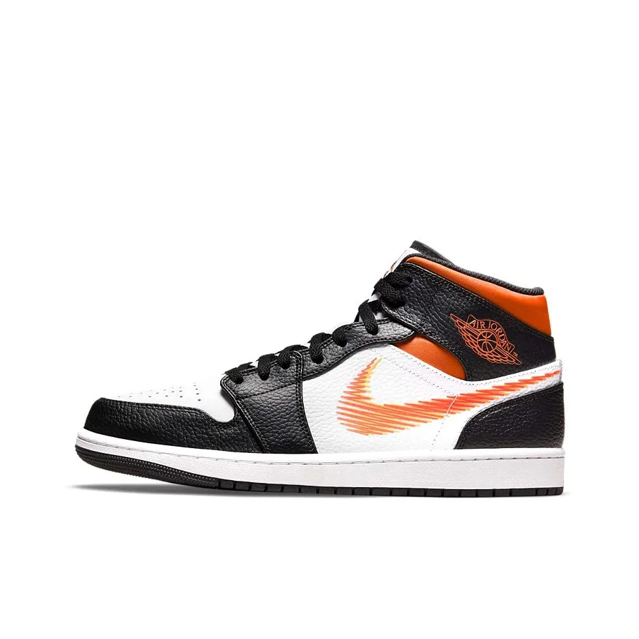 Jordan Air Jordan 1 Vintage Basketball Shoes Men Mid Top Black/Orange/White