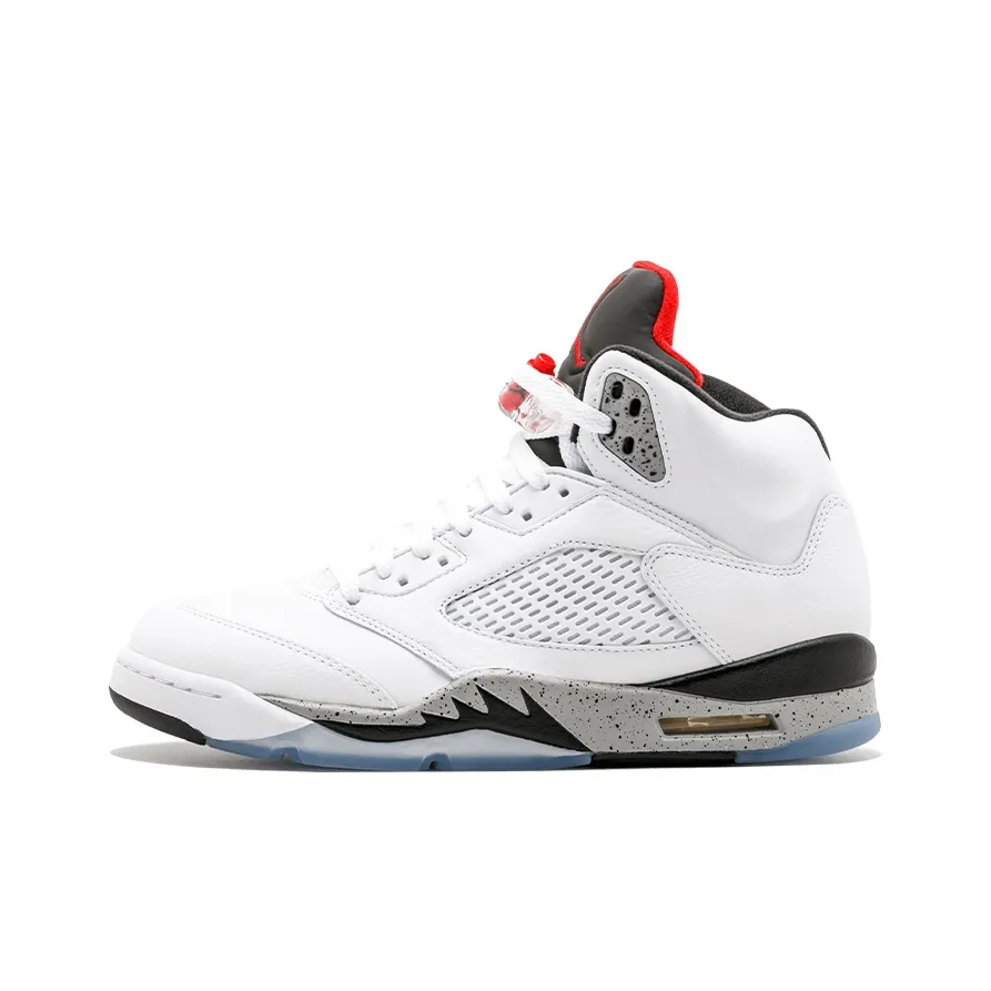 Jordan Air Jordan 5 Vintage Basketball Shoes Men High Top White/University Red/Black/Matte Silver