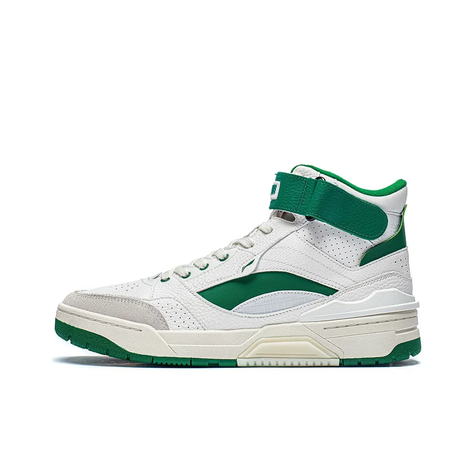 LINING RSR 101 High Топ Винтажные Баскетбольные Кроссовки Мужские Белые Зеленые