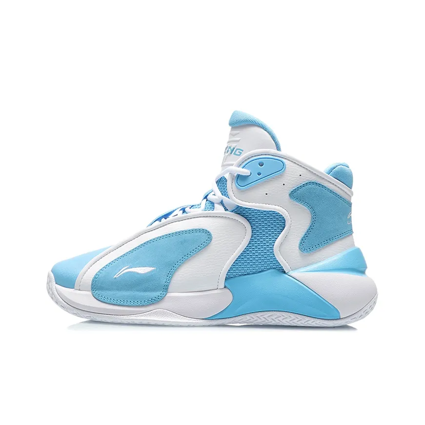 LINING Амортизация Устойчивость к износу Покрытие Поддержка Высокий Топ Винтажные Баскетбольные Кроссовки Синий Белый