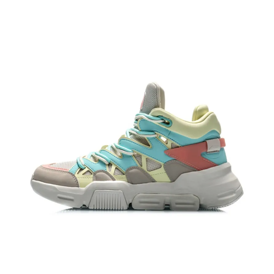 LiNing Slip-resistant и дышащий высокий топ винтажные баскетбольные кроссовки женские электрический синий