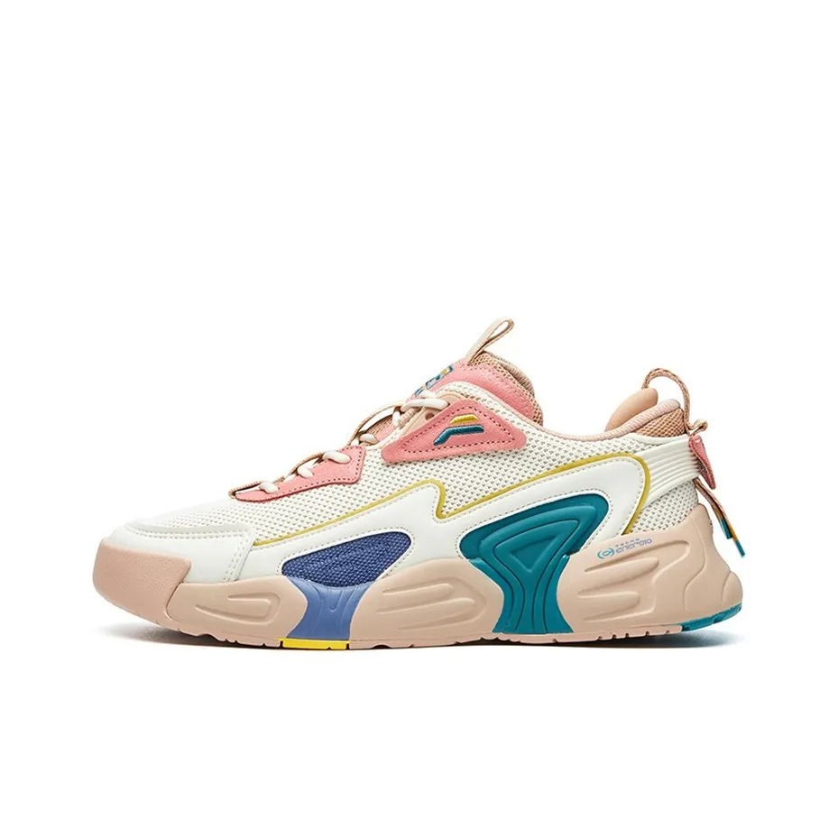 FILA Vortex Vintage Basketball Shoes Women's Low-Top Milk Tea/Floral Wreath