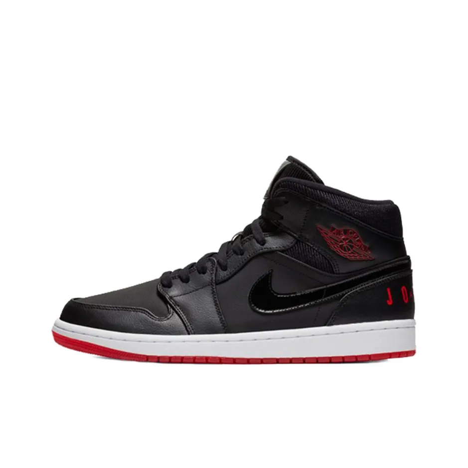 Jordan 1 Mid Black University Red