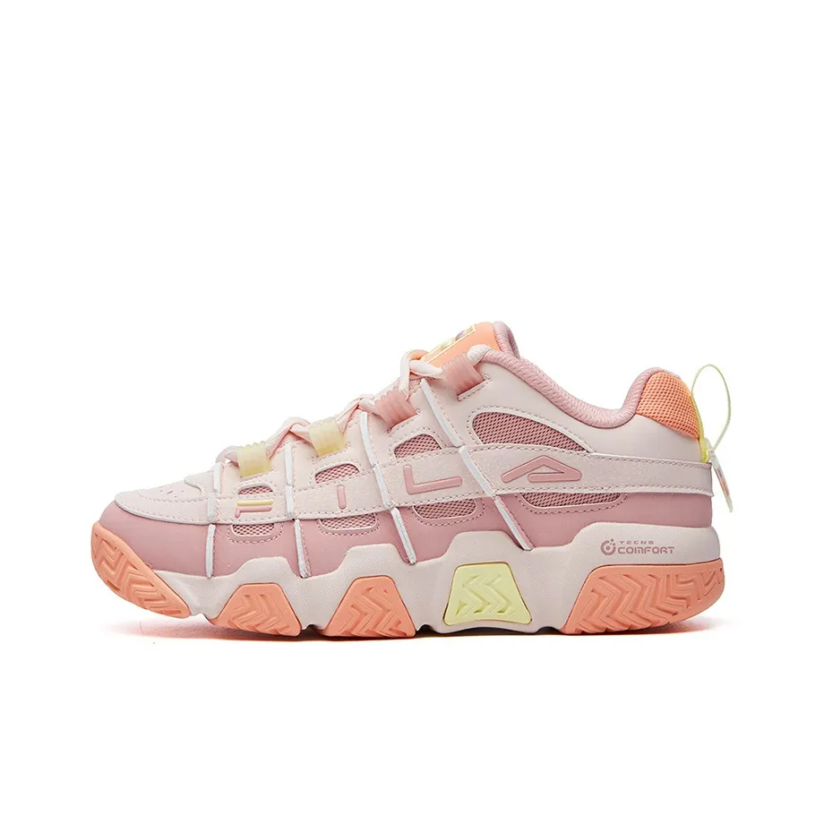 FILA Barricade Cushioning Anti-Slip Wear-Resistant Breathability Low-Top Vintage Basketball Shoes Women's Smoky Pink