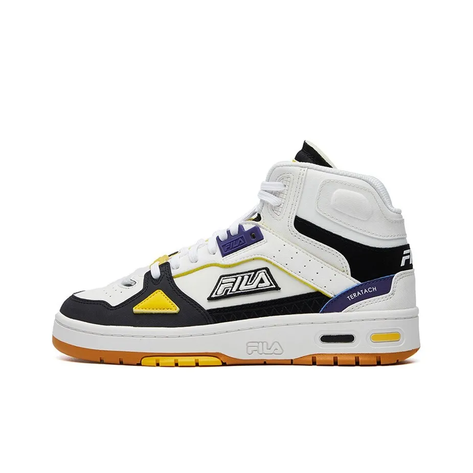 FILA Teratach High Top Vintage Basketball Shoes Women's White Black Yellow