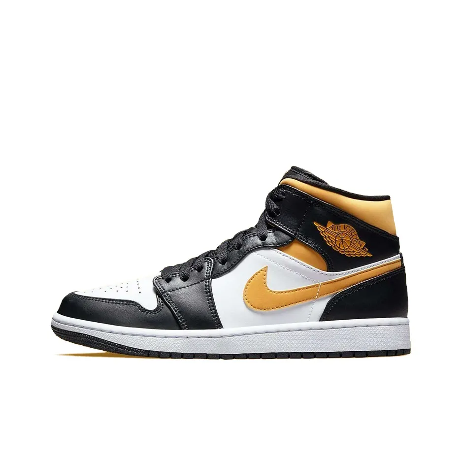 Jordan Air Jordan 1 MID 'pollen' MID Топ Винтажные баскетбольные кроссовки Мужской Черный Желтый