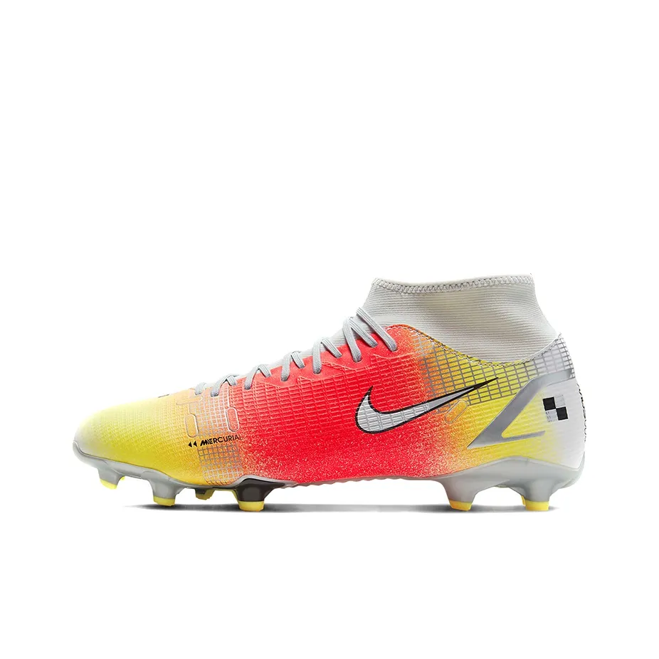 Nike Mercurial Superfly 8 Soccer Shoes Men's Mid Top White/Bright Orange/Metallic Silver